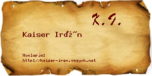 Kaiser Irén névjegykártya